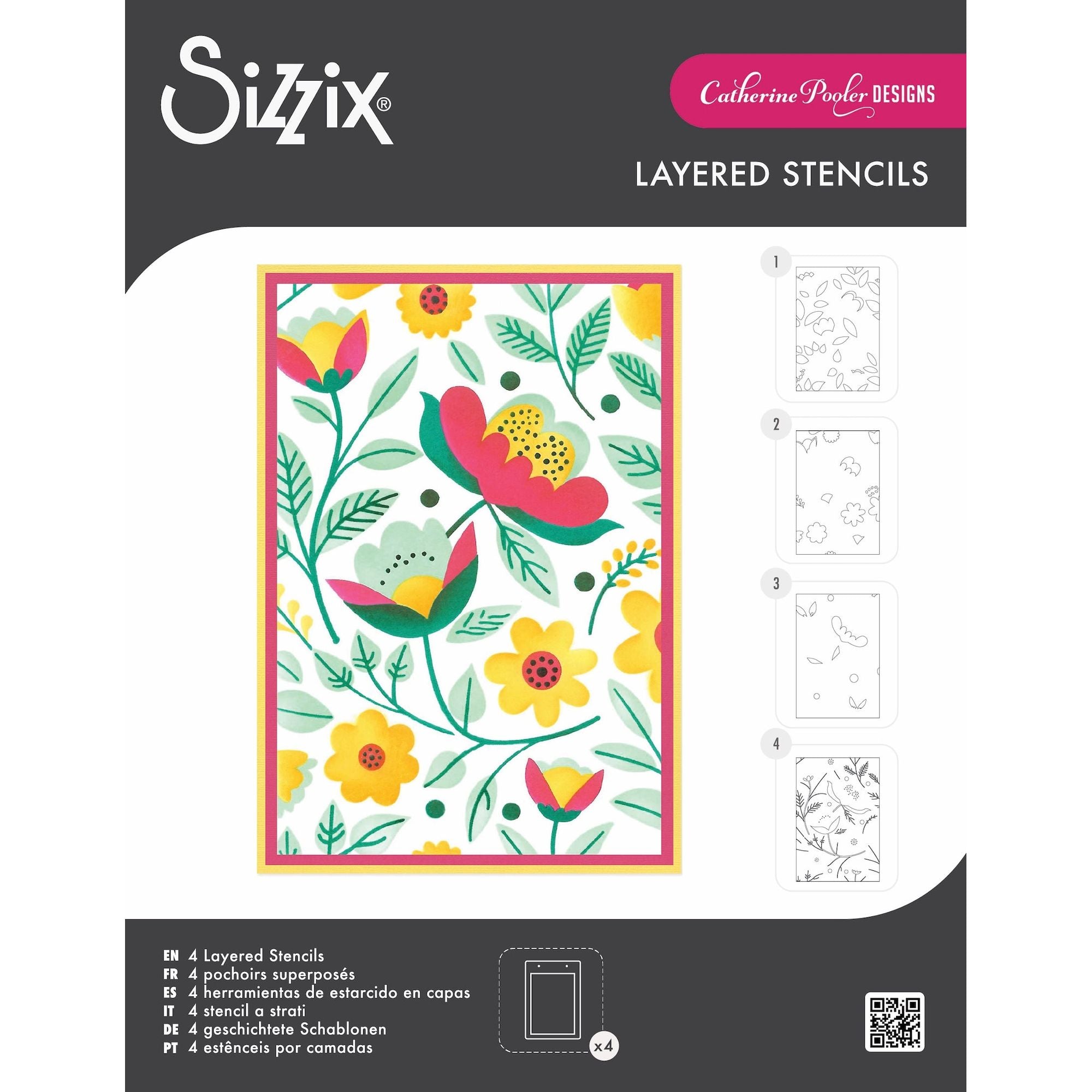 Sizzix Happy Garden 2 A6 Layered Stencils 666996