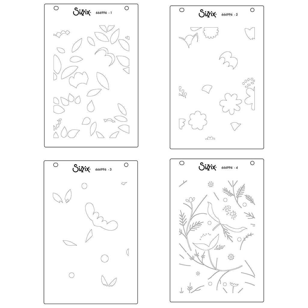Sizzix Happy Garden 2 A6 Layered Stencils 666996 detail