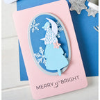 Sizzix Hello Deer Thinlits Die Set 667139 blue tree with bird moon and snowflake background merry and bright card
