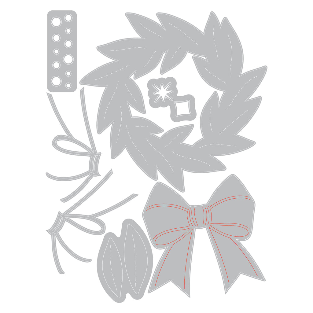 Sizzix Holiday A-door-nment Thinlits Die Set 667168 line work
