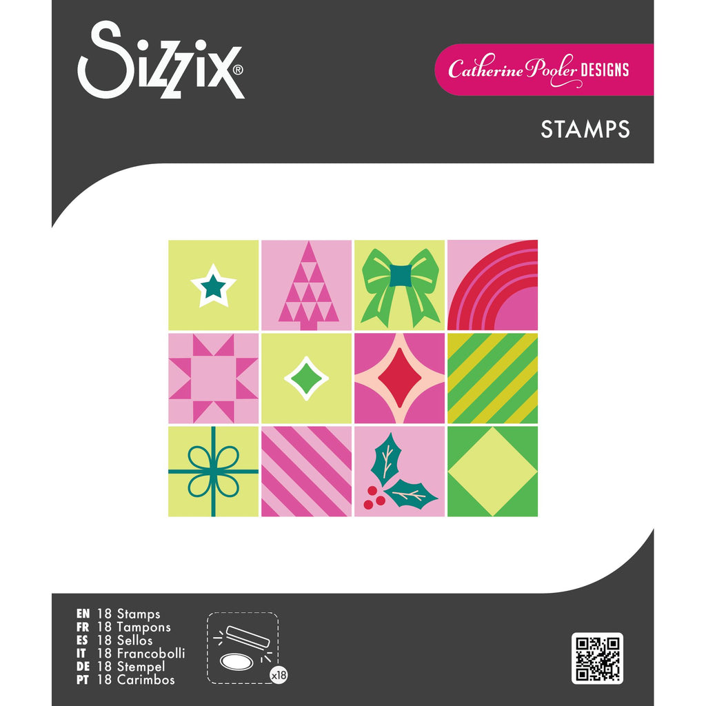 Sizzix Holiday in the Square Clear Stamps Set Print and Pattern 667171