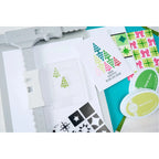 Sizzix Holiday in the Square Clear Stamps Set Print and Pattern 667171 christmas trees ribbons and bow card