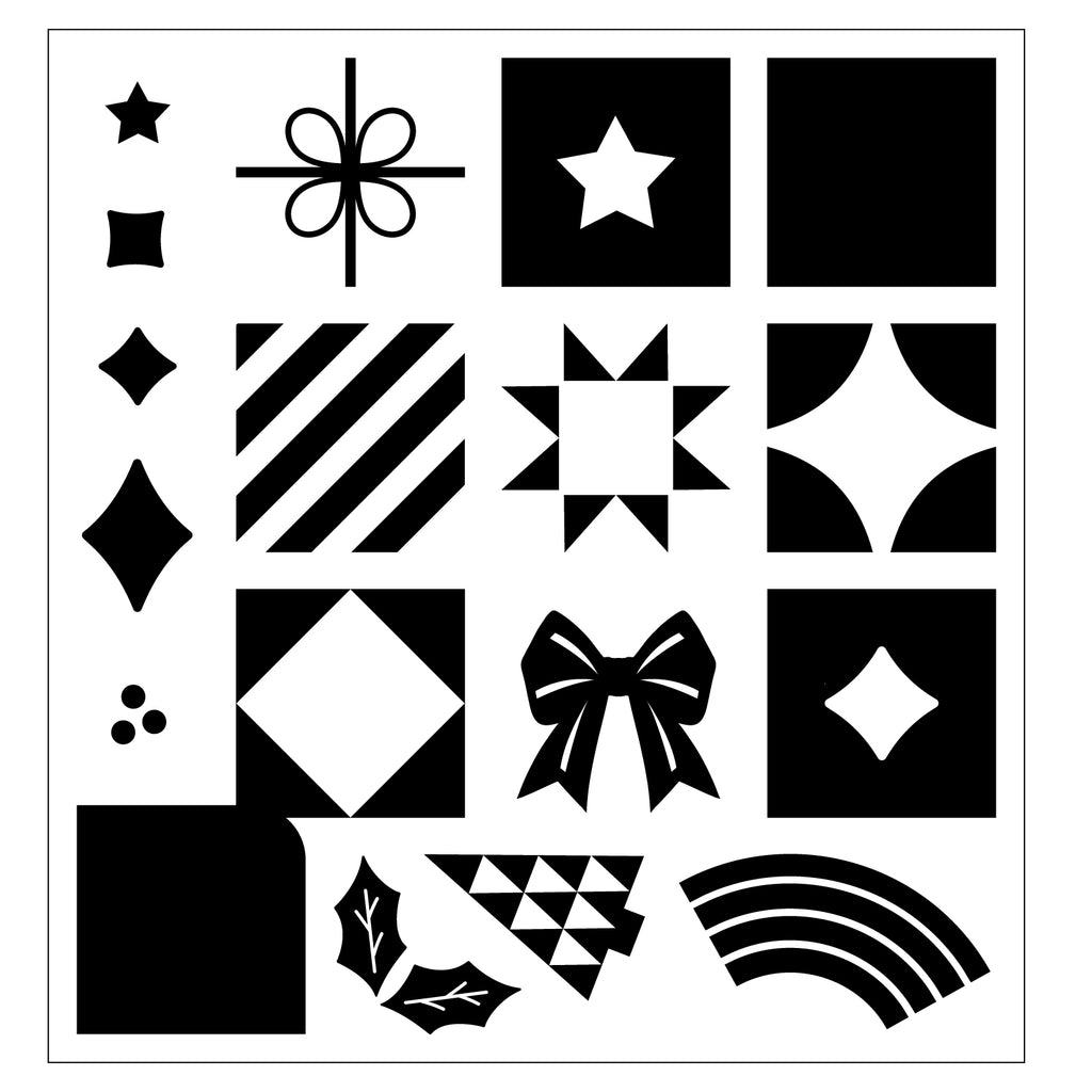 Sizzix Holiday in the Square Clear Stamps Set Print and Pattern 667171 patterns