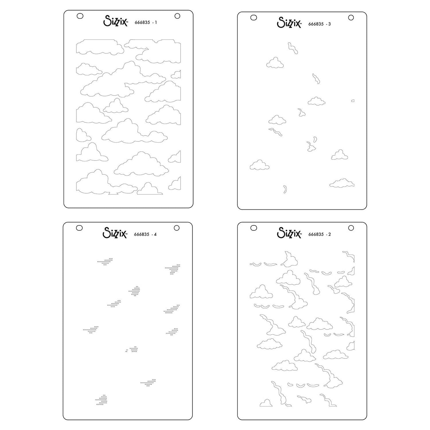 Sizzix In the Clouds Layered Stencils 666835 individual