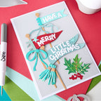 Sizzix Layering Pennant Flags Thinlits Dies 667187 have a very merry christmas sign card