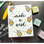 Sizzix Letters By Shells Birthday Doodles Thinlits Die Set 667130 cake confetti make a wish card | color-code:ALT01