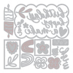 Sizzix Letters By Shells Birthday Doodles Thinlits Die Set 667130 line art