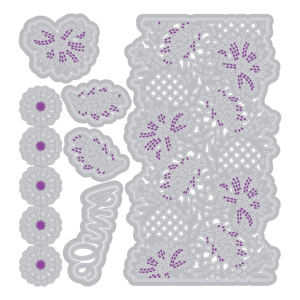 Sizzix Lovely Lace Thinlits Die Set 667165 outline