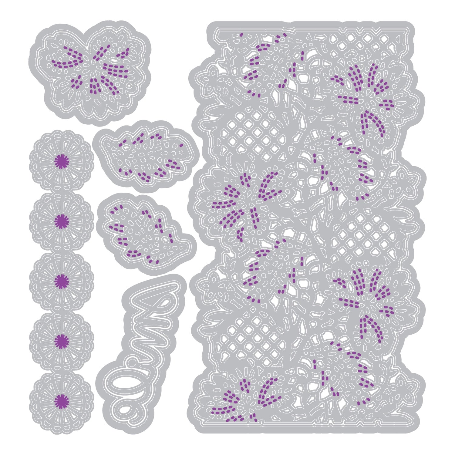 Sizzix Lovely Lace Thinlits Die Set 667165 outline