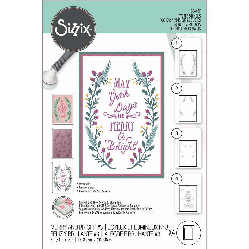 Sizzix Merry and Bright 3 A6 Layered Stencils 666737