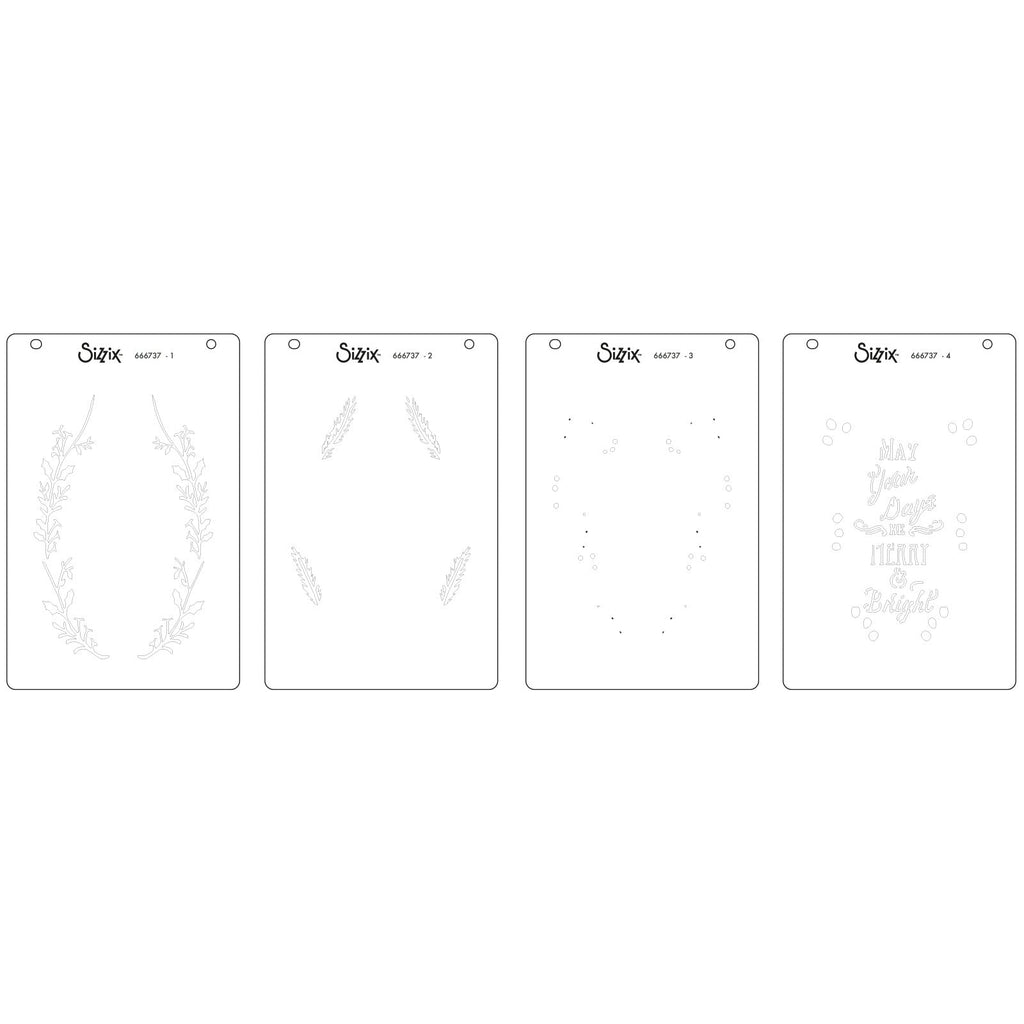 Sizzix Merry and Bright 3 A6 Layered Stencils 666737 line art