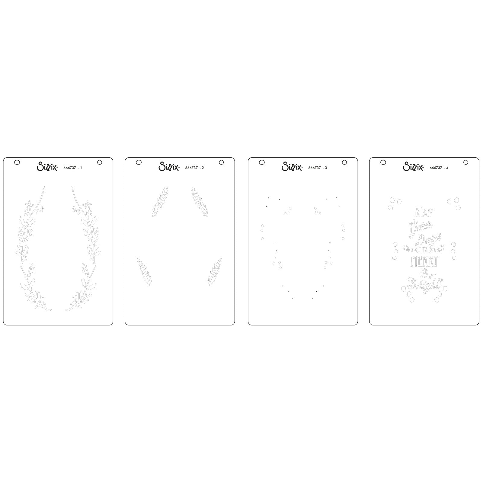 Sizzix Merry and Bright 3 A6 Layered Stencils 666737 line art