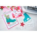 Sizzix On Ice Thinlits Die Set 667167 colored ice skates candy cane christmas cards