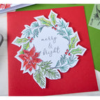 Sizzix Poinsettia and Pine Clear Stamps Set 667122 garland wreath merry and bright card