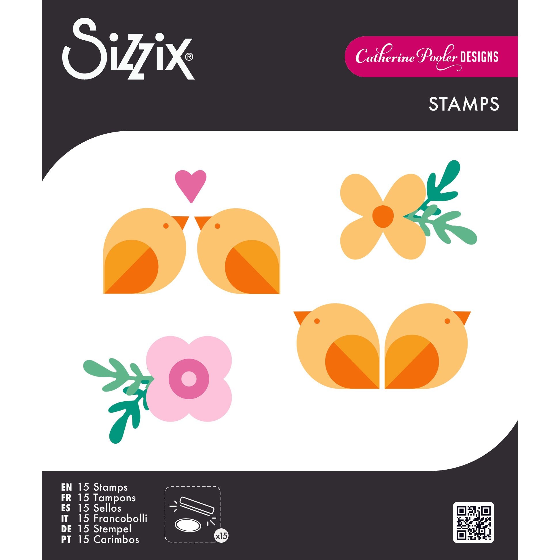 Sizzix Print and Pattern Birds and Blooms 1 Clear Stamps 667109