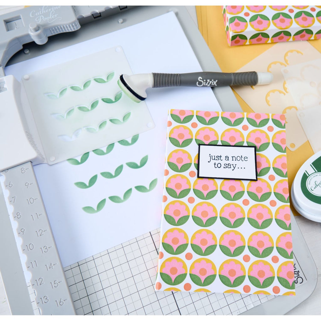 Sizzix Print and Pattern Daisy Mini Layered Stencils 667113 just a note