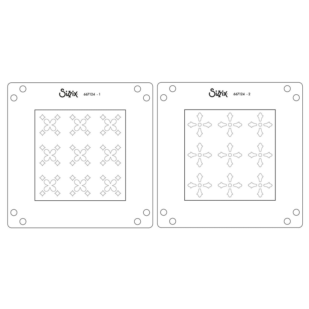 Sizzix Print and Pattern Fanciful Snowflakes Mini Layered Stencils 667124 line work
