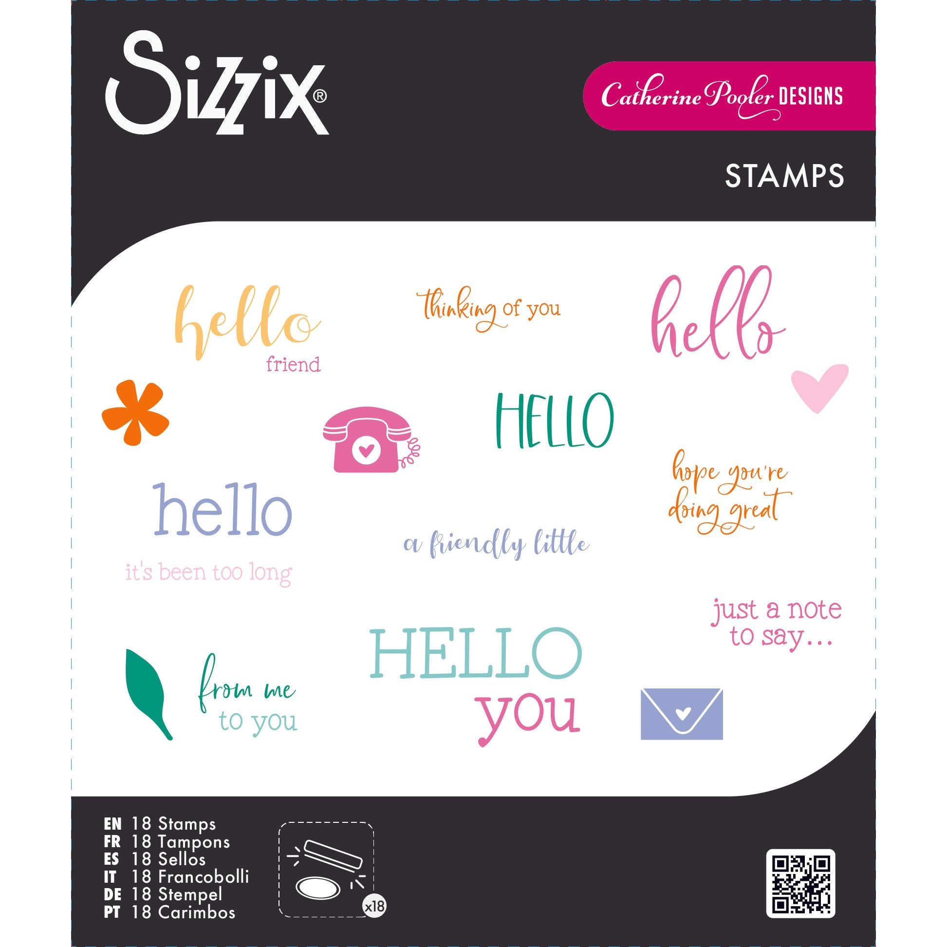 Sizzix Print and Pattern Hello Sentiments Clear Stamps 667112