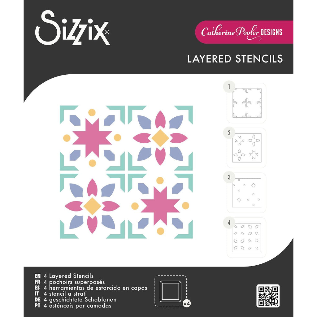 Sizzix Print and Pattern Patchwork Tile Mini Layered Stencils 667119