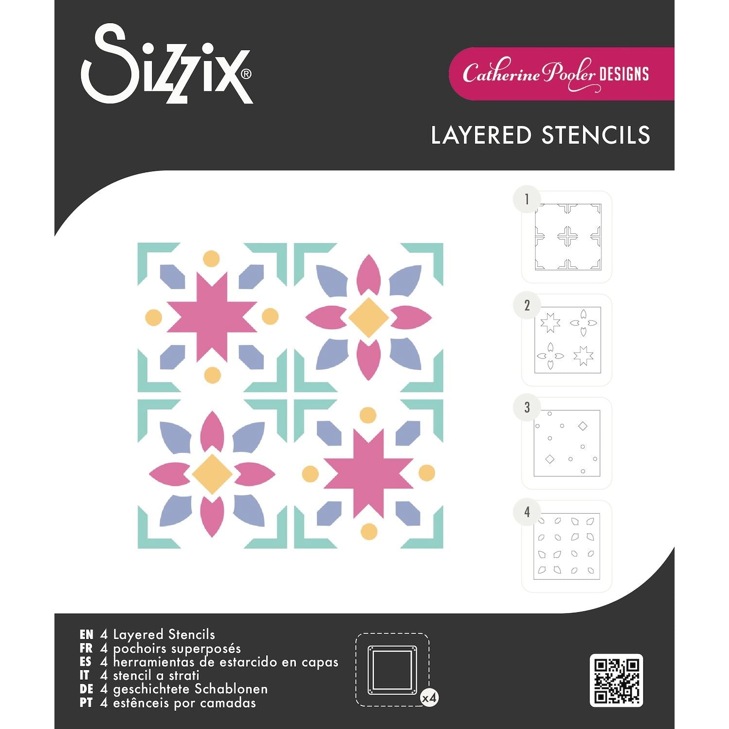 Sizzix Print and Pattern Patchwork Tile Mini Layered Stencils 667119