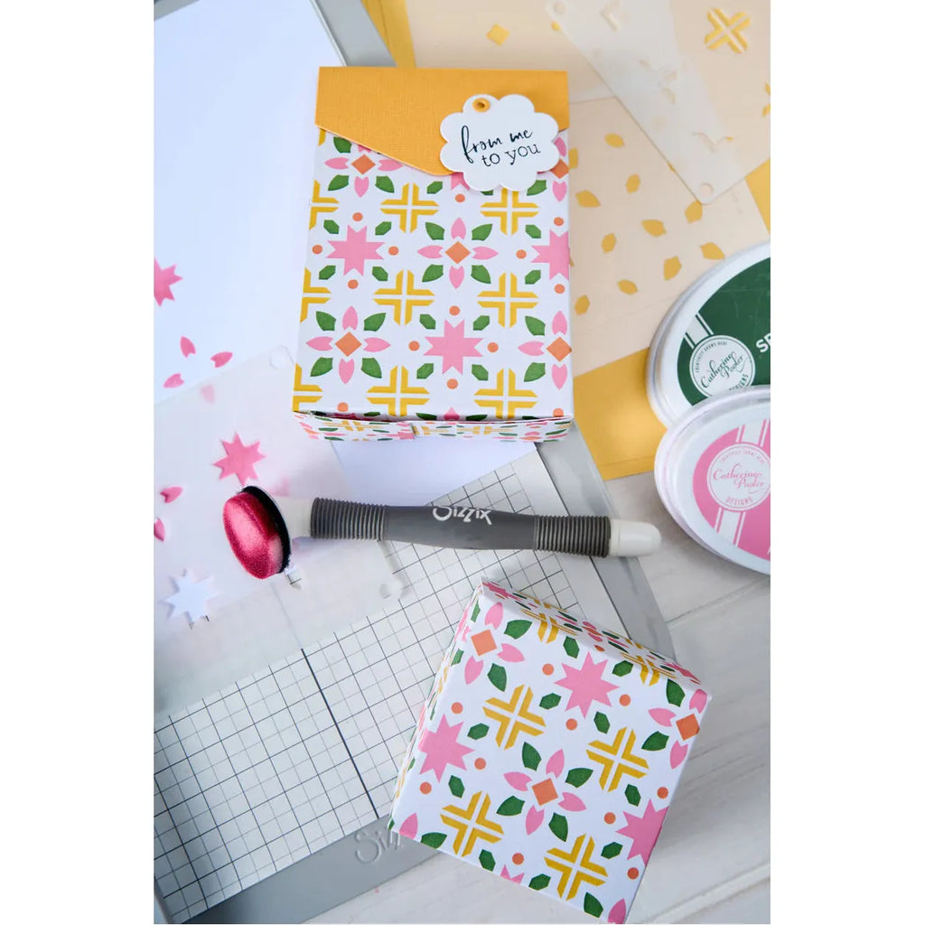 Sizzix Print and Pattern Patchwork Tile Mini Layered Stencils 667119 from me to you