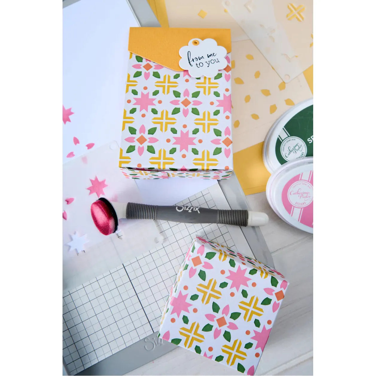 Sizzix Print and Pattern Patchwork Tile Mini Layered Stencils 667119 from me to you