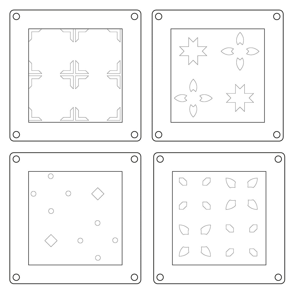 Sizzix Print and Pattern Patchwork Tile Mini Layered Stencils 667119 patterns