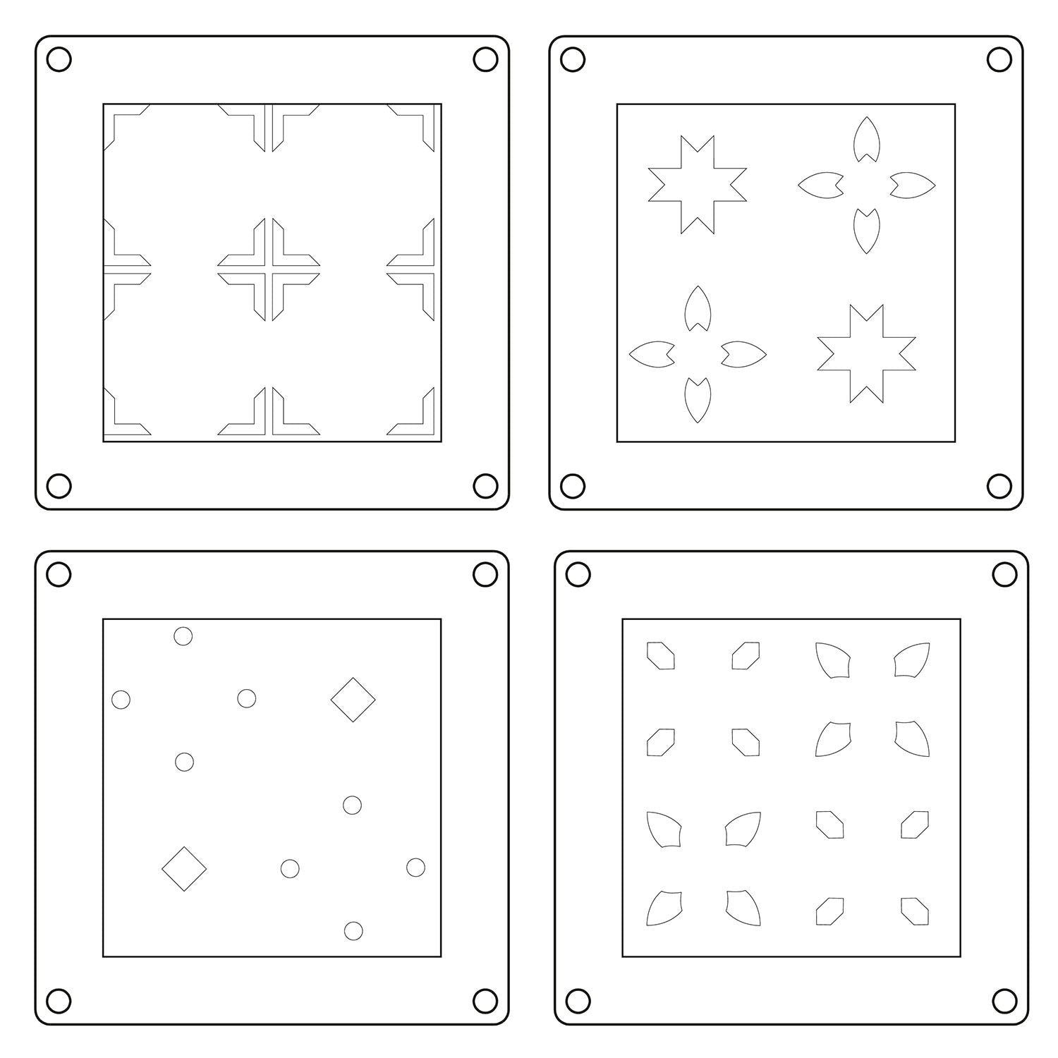 Sizzix Print and Pattern Patchwork Tile Mini Layered Stencils 667119 patterns