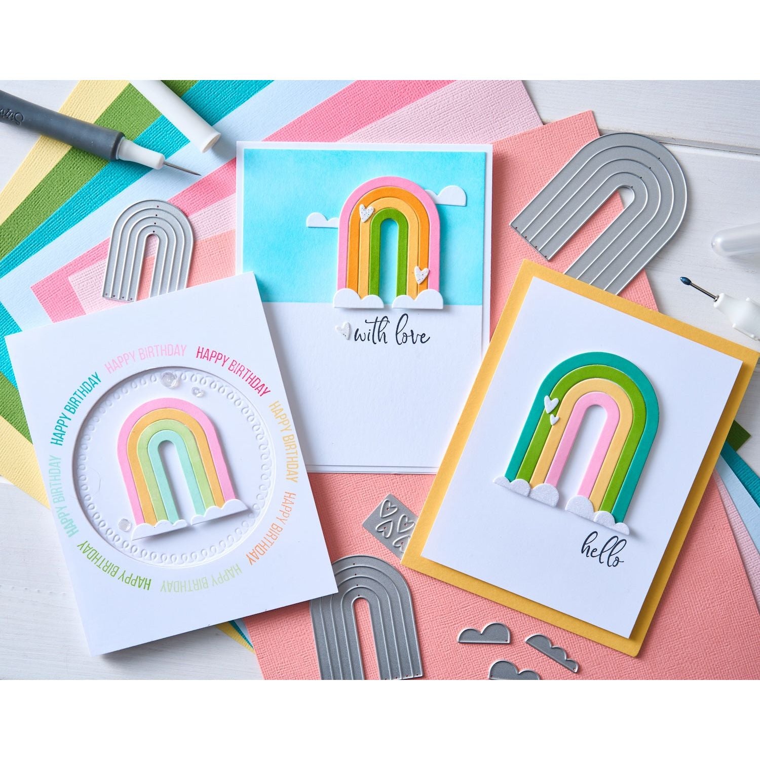 Sizzix Rainbow Arches Thinlits Dies 666999 hello