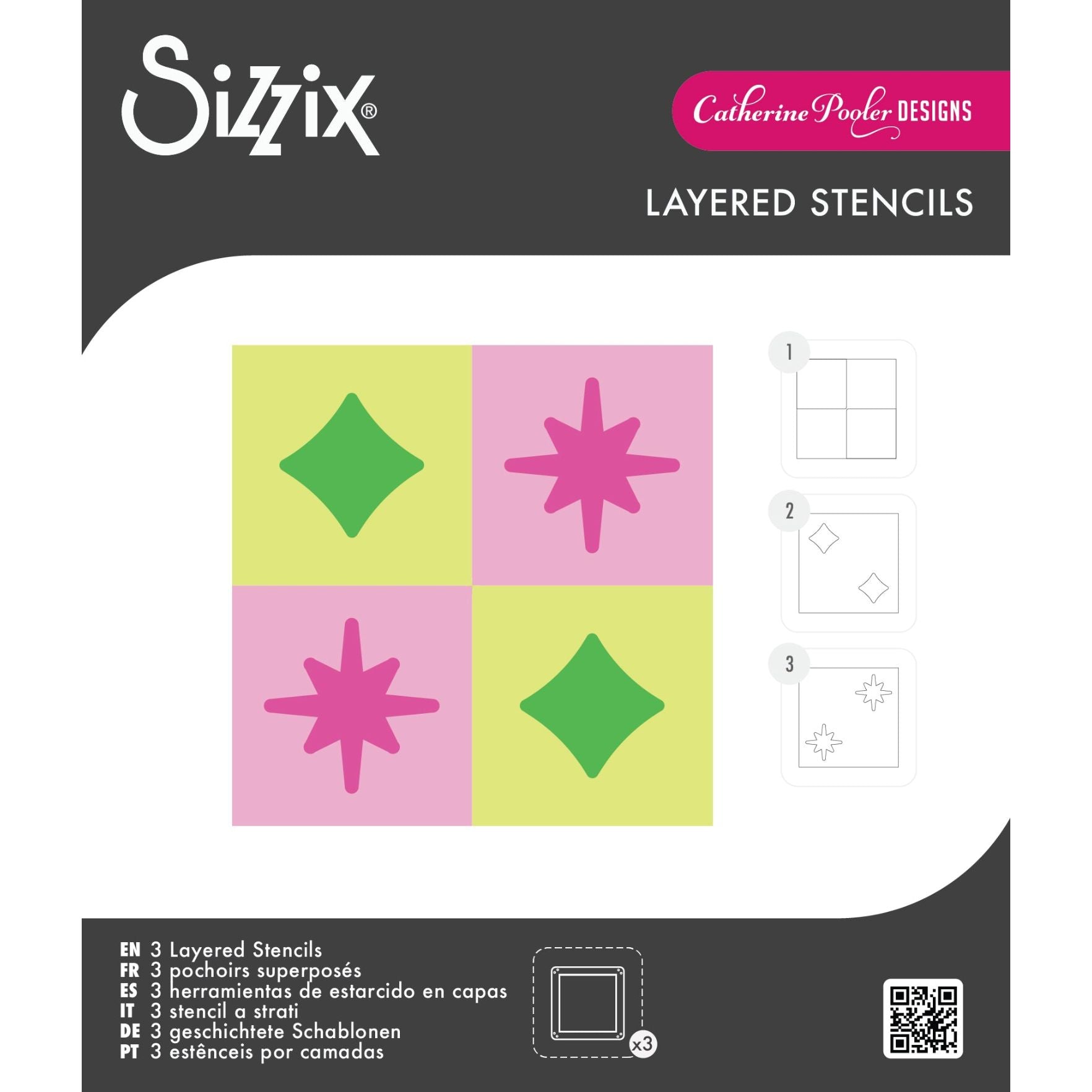 Sizzix Retro Star Mini Layered Stencils Print and Pattern 667169