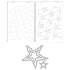 Sizzix Script Layering Stars Stencil and Framelit Die Set 667191 contents inside