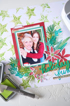 Sizzix Script Layering Stars Stencil and Framelit Die Set 667191 green stars mother and daughter holiday fun card 