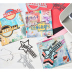 Sizzix Seth Apter Word Wafers Birthday Thinlits Die Set 667132 grungy congrats and birthday cards