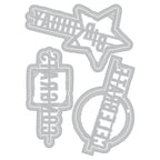 Sizzix Seth Apter Word Wafers Birthday Thinlits Die Set 667132 line art contents