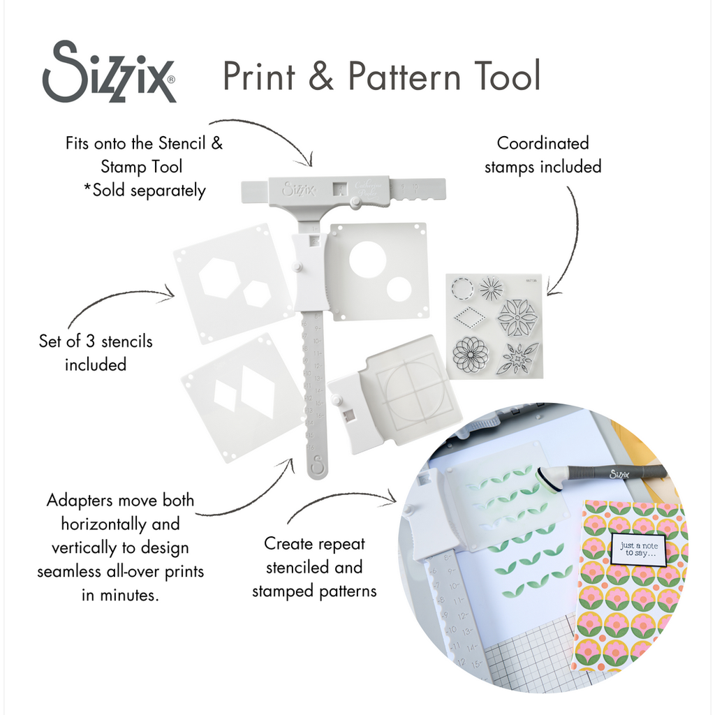 Sizzix Stencil and Stamp Tool and Print and Pattern Tool Bundle how to