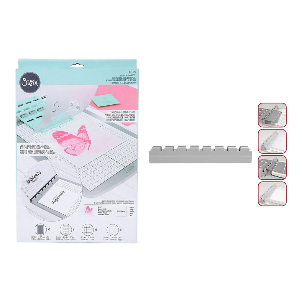 Sizzix Stencil and Stamp Tool with Hinge Adapter Bundle