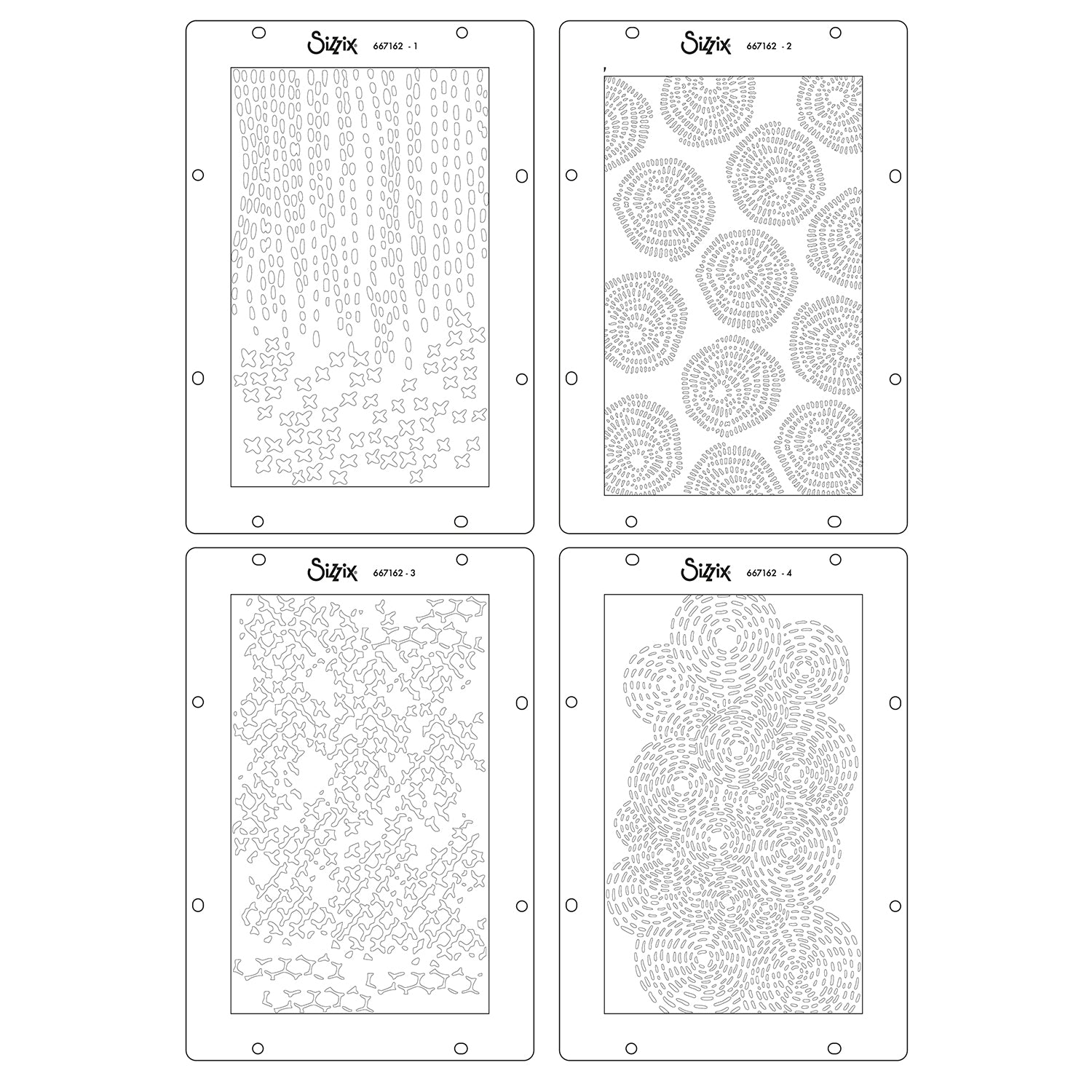 Sizzix Stitched Florals A5 Stencils 667162 outline