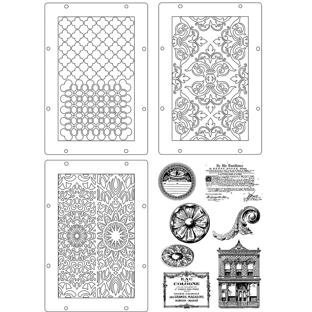 Sizzix Studio Build It Stamps and Stencils 666957 pieces