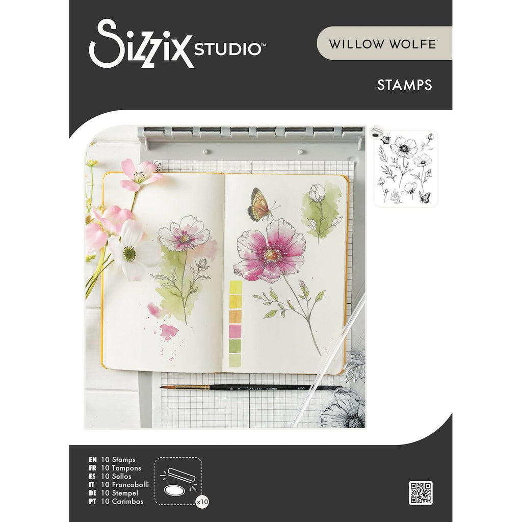 Sizzix Studio Cosmos and Butterflies Clear Stamp Set 666924