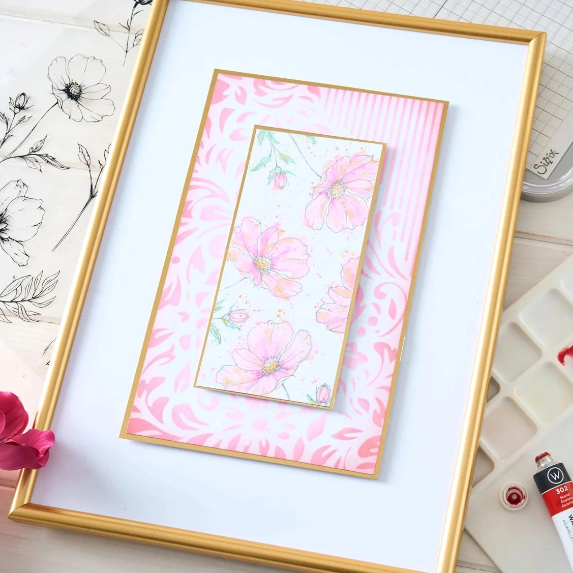 Sizzix Studio Cosmos and Butterflies Clear Stamp Set 666924 flowers