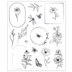 Sizzix Studio Floral Frames and Mini Flowers Clear Stamp Set 666925 pieces