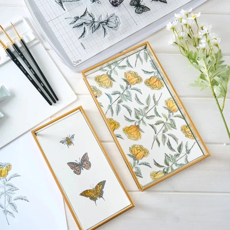 Sizzix Studio Flowers and Creatures Clear Stamp Set 666926 butterflies
