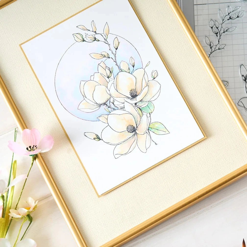 Sizzix Studio Magnolia Clear Stamp Set 667027 flowers