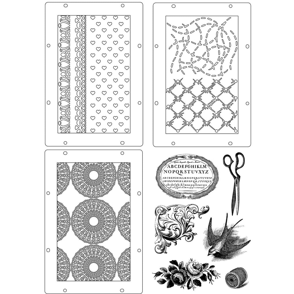 Sizzix Studio Stitches Stamps and Stencils 666955 pieces