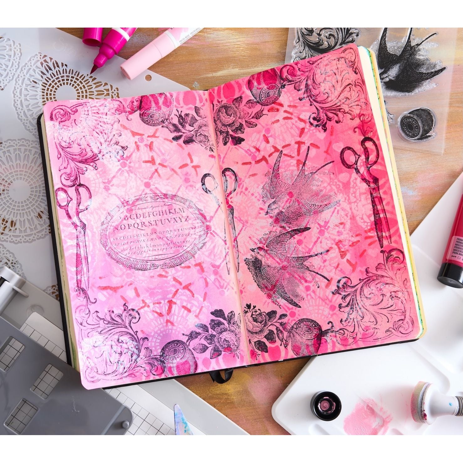 Sizzix Studio Stitches Stamps and Stencils 666955 pink