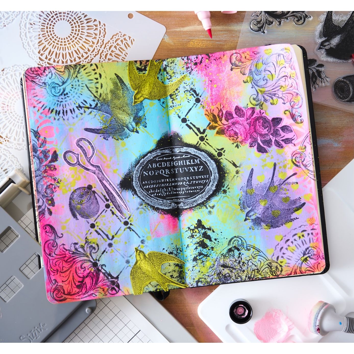 Sizzix Studio Stitches Stamps and Stencils 666955 sewing