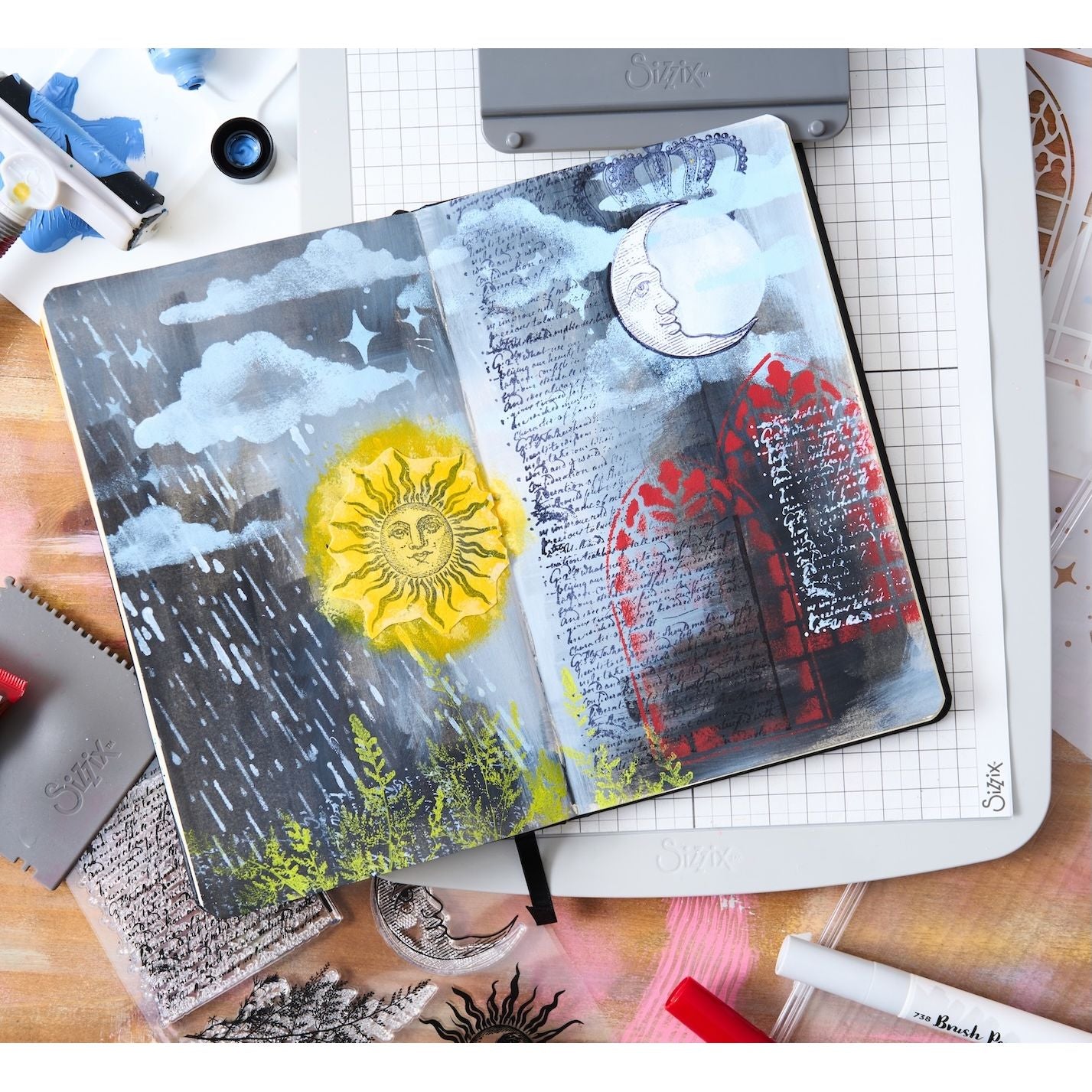 Sizzix Studio Weather Wonder Stamps and Stencils 666956 rain