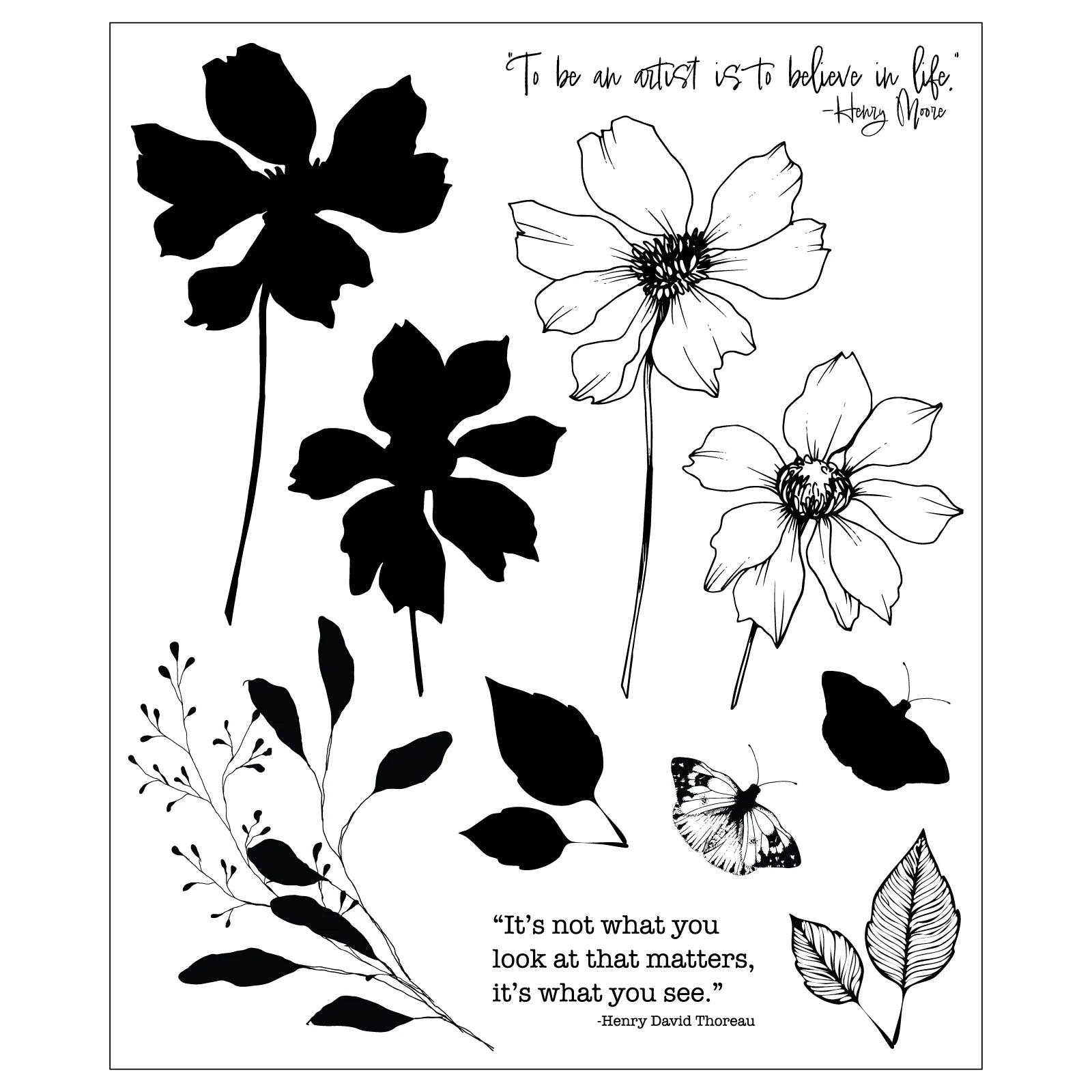 Sizzix Studio Wild Blooms Clear Stamp Set 667095 pieces