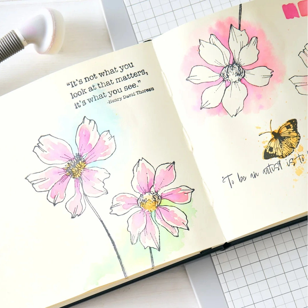 Sizzix Studio Wild Blooms Clear Stamp Set 667095 thoreau