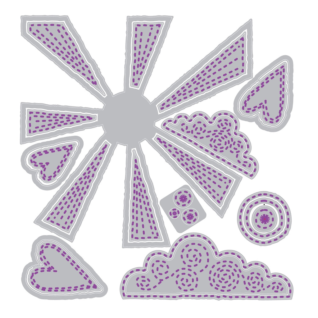 Sizzix Sunny Days Thinlits Die Set 667163 outline